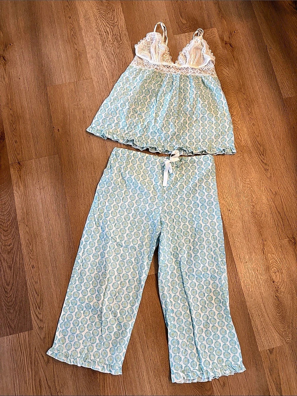Frou Frou Floral Lace Cami & Wide Leg PJ Set